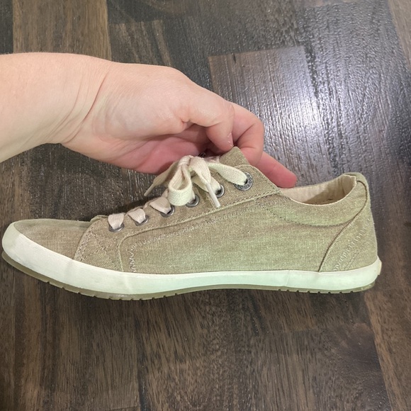 Taos star khaki wash canvas sneaker size 8 some spots on the left shoelace - Picture 4 of 17